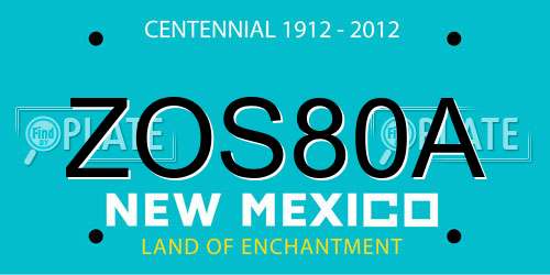 ZOS80A New Mexico License Plate