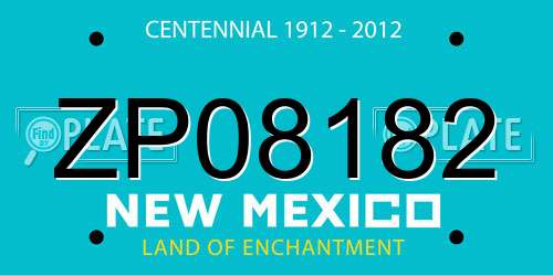 ZP08182 New Mexico License Plate