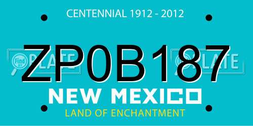 ZP0B187 New Mexico License Plate