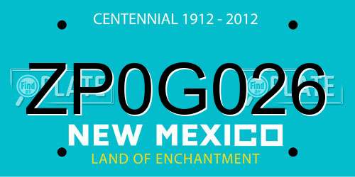 ZP0G026 New Mexico License Plate