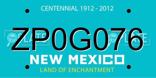ZP0G076 New Mexico License Plate