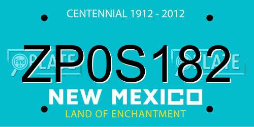 ZP0S182 New Mexico License Plate