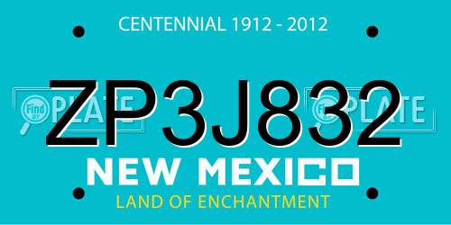 ZP3J832 New Mexico License Plate