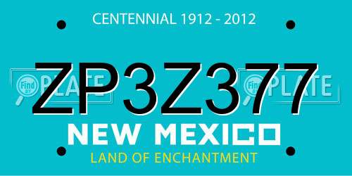 ZP3Z377 New Mexico License Plate