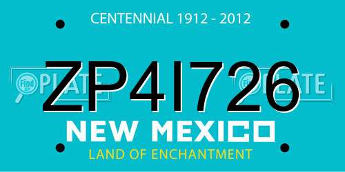 ZP4I726 New Mexico License Plate