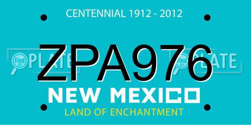 ZPA976 New Mexico License Plate