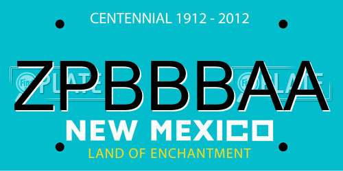 ZPBBBAA New Mexico License Plate