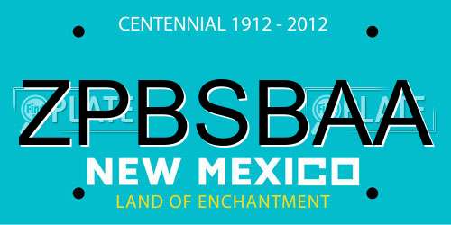 ZPBSBAA New Mexico License Plate