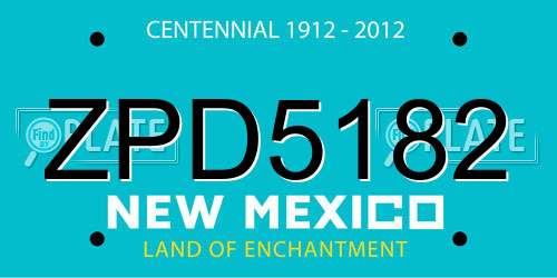 ZPD5182 New Mexico License Plate