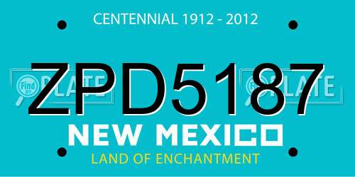 ZPD5187 New Mexico License Plate