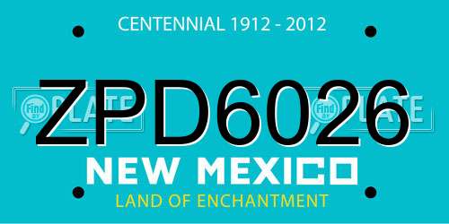 ZPD6026 New Mexico License Plate