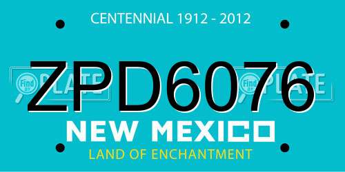 ZPD6076 New Mexico License Plate
