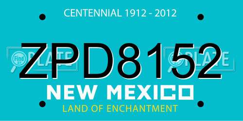 ZPD8152 New Mexico License Plate