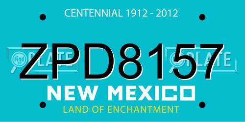 ZPD8157 New Mexico License Plate