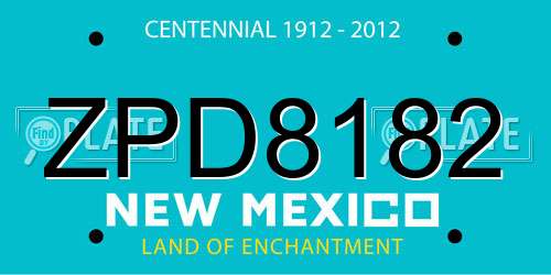 ZPD8182 New Mexico License Plate