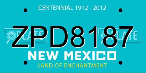 ZPD8187 New Mexico License Plate