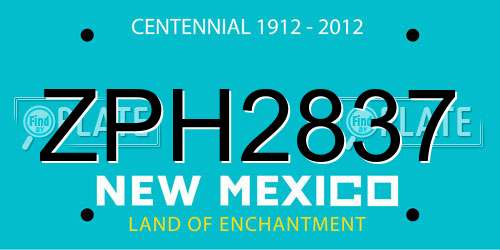 ZPH2837 New Mexico License Plate