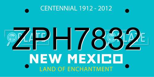 ZPH7832 New Mexico License Plate