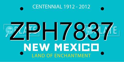 ZPH7837 New Mexico License Plate
