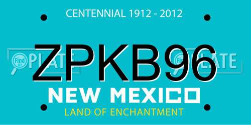 ZPKB96 New Mexico License Plate