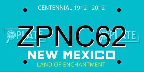 ZPNC62 New Mexico License Plate
