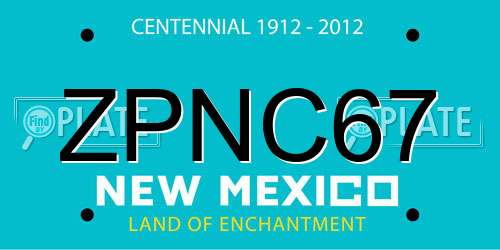 ZPNC67 New Mexico License Plate