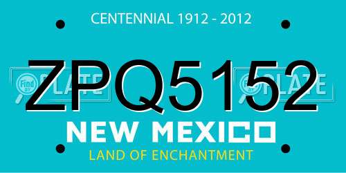 ZPQ5152 New Mexico License Plate