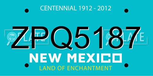 ZPQ5187 New Mexico License Plate