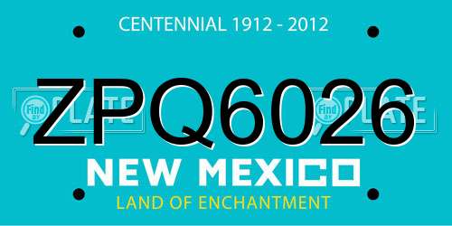 ZPQ6026 New Mexico License Plate