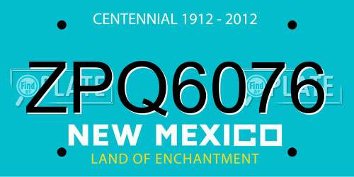 ZPQ6076 New Mexico License Plate
