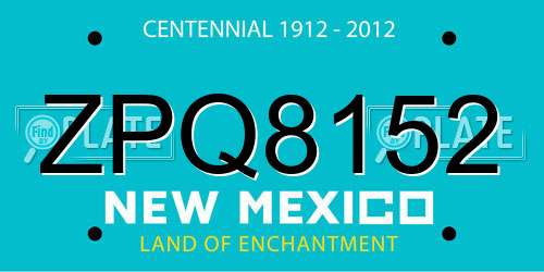 ZPQ8152 New Mexico License Plate