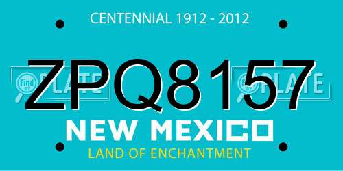 ZPQ8157 New Mexico License Plate