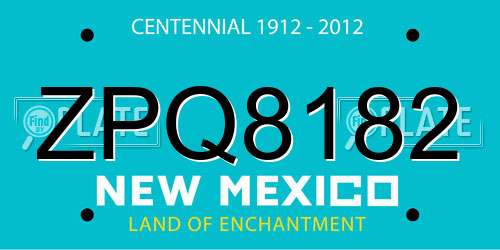 ZPQ8182 New Mexico License Plate