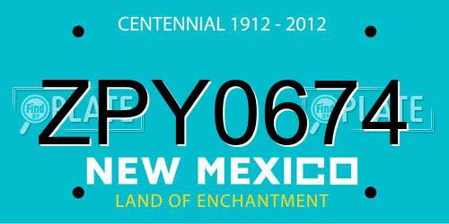 ZPY0674 New Mexico License Plate
