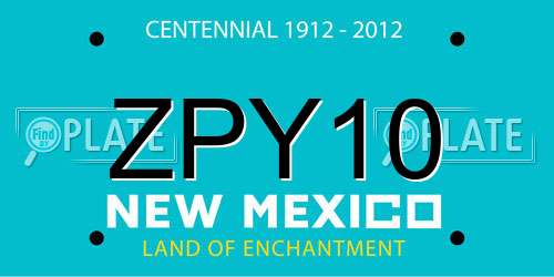 ZPY10 New Mexico License Plate