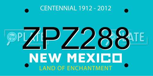 ZPZ288 New Mexico License Plate