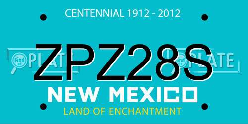 ZPZ28S New Mexico License Plate