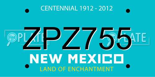 ZPZ755 New Mexico License Plate