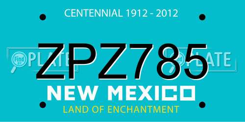 ZPZ785 New Mexico License Plate