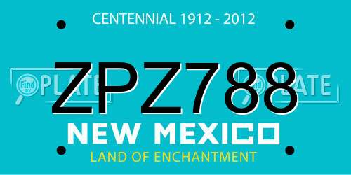 ZPZ788 New Mexico License Plate