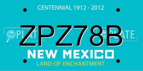ZPZ78B New Mexico License Plate