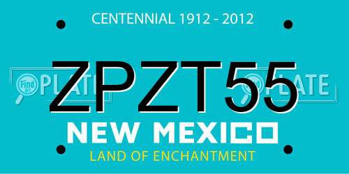 ZPZT55 New Mexico License Plate