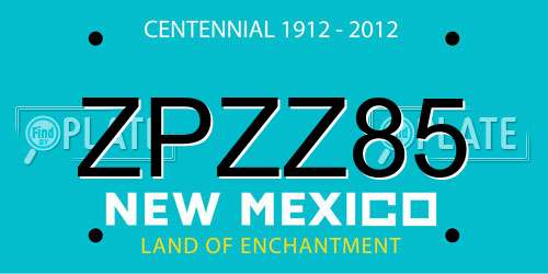 ZPZZ85 New Mexico License Plate