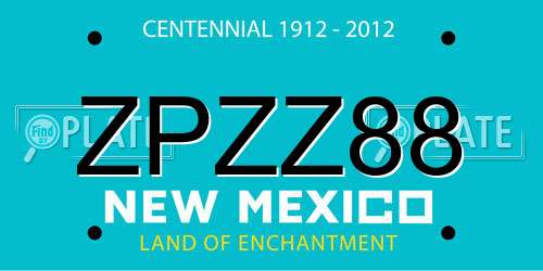 ZPZZ88 New Mexico License Plate