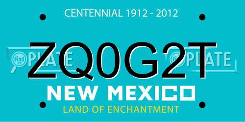 ZQ0G2T New Mexico License Plate