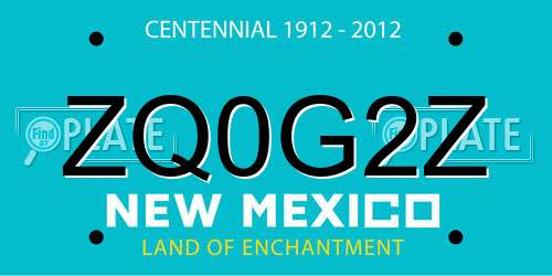 ZQ0G2Z New Mexico License Plate
