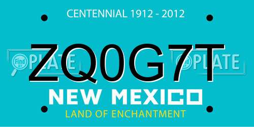 ZQ0G7T New Mexico License Plate