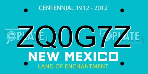 ZQ0G7Z New Mexico License Plate
