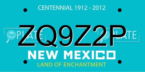 ZQ9Z2P New Mexico License Plate