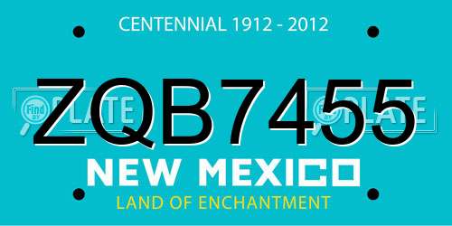 ZQB7455 New Mexico License Plate